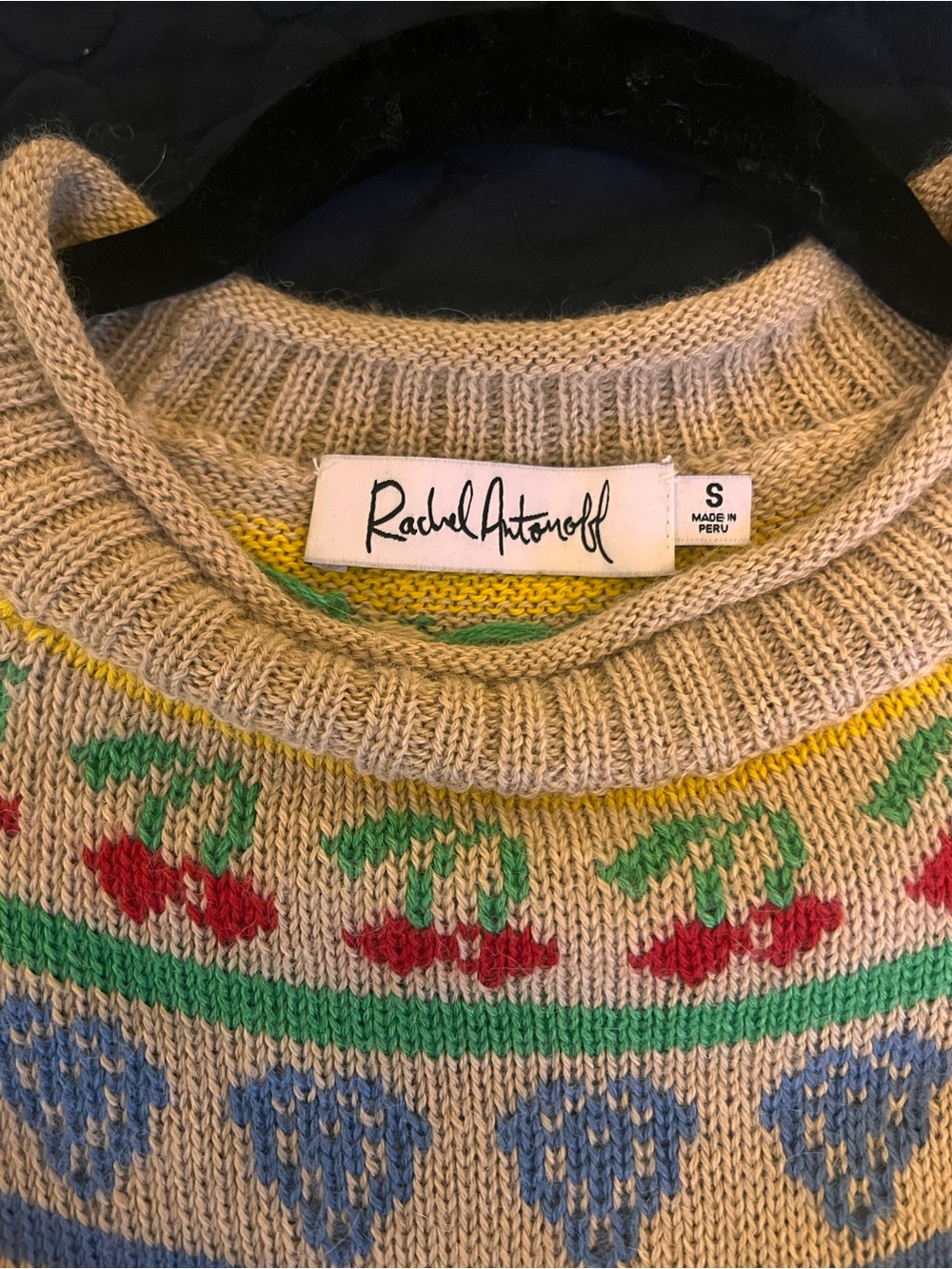 Rachel Antonoff Alpaca Intarsia Lucky 7 Cherry Sweater - Picture 4 of 9
